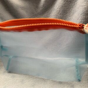 Orange and Blue Mesh Zipper Pouch